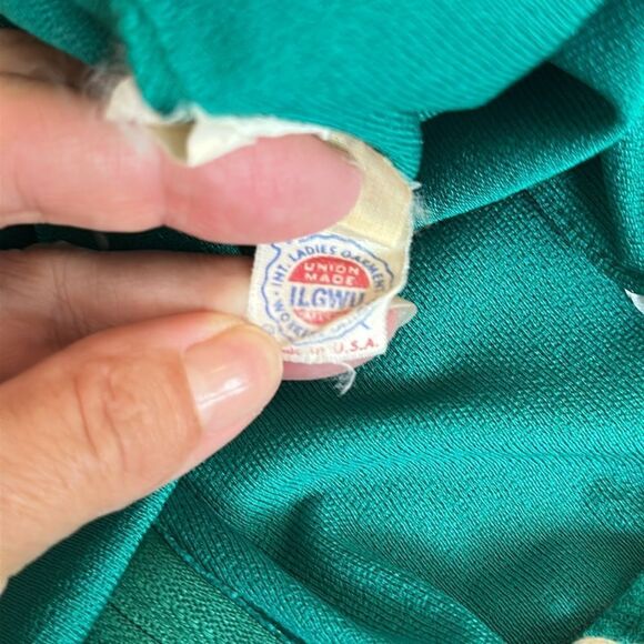 Vintage 70s Butte Brand Kelly Green Short Sleeve Two-Piece Polyester Skirt Set - Picture 8 of 8